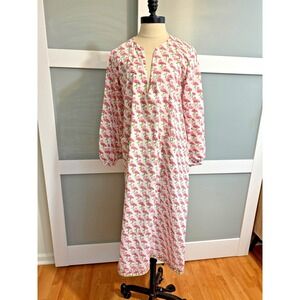 Mary Marshmallow S Womens Caftan Dress Flamingo Print Tunic Beach Cover Up Pink